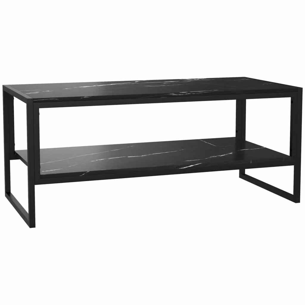 Tavolino da caffè XYLO moderno con 2 ripiani in metallo nero L: 106 cm, P: 50 cm, H: 47 cm – 2