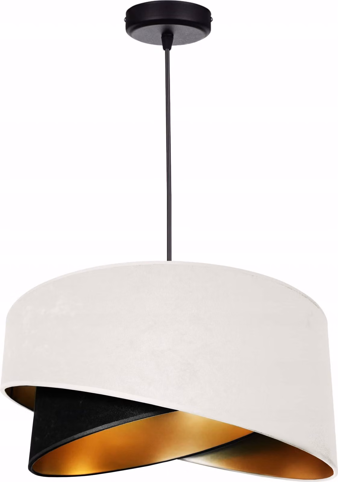 Lampada a sospensione paralume in velluto bianco-nero Lampada per sala da pranzo, soggiorno, cucina della serie N131 (N131-WS)