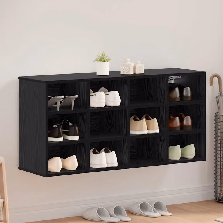 Scarpiera moderna vidaXL nera con ripiani piatti in MDF L 103 x P 30 x H 51 cm
