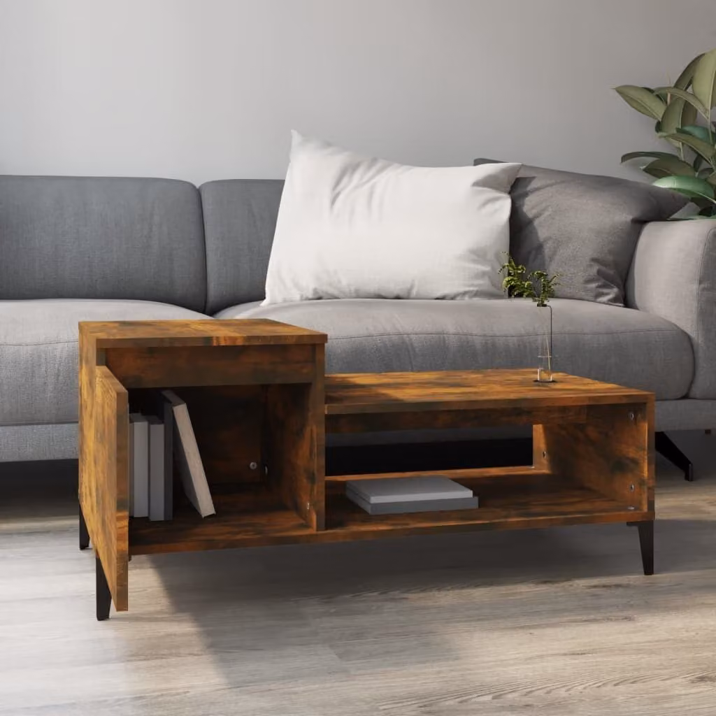 vidaXL Tavolino in rovere affumicato 100x50x45 cm materiale a base di legno - Tavolino - Tavolini - Tavolino - Tavolo da divano