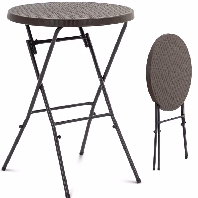 Tavolo da giardino pieghevole, rotondo, per uso gastronomico, 79 x 110 cm, colore nero
