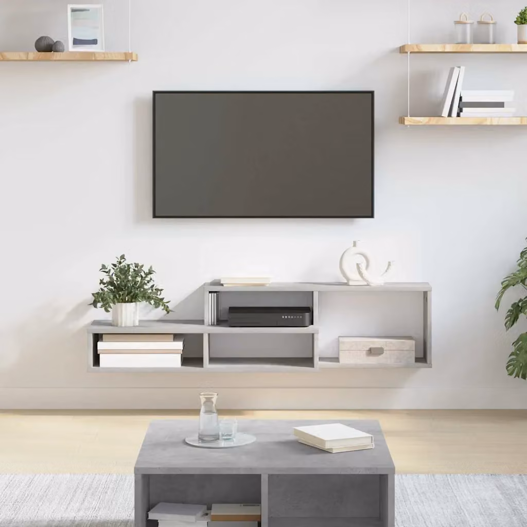 Supporto per TV da parete vidaXL in legno ingegnerizzato grigio, L 120 cm x P 25 cm x H 28,5 cm