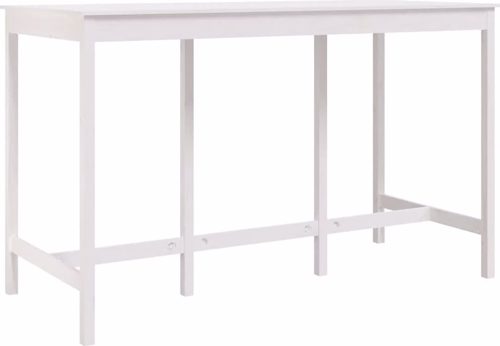 Tavolo da Bar Bianco 180x80x110 cm in Legno Massello di Pino