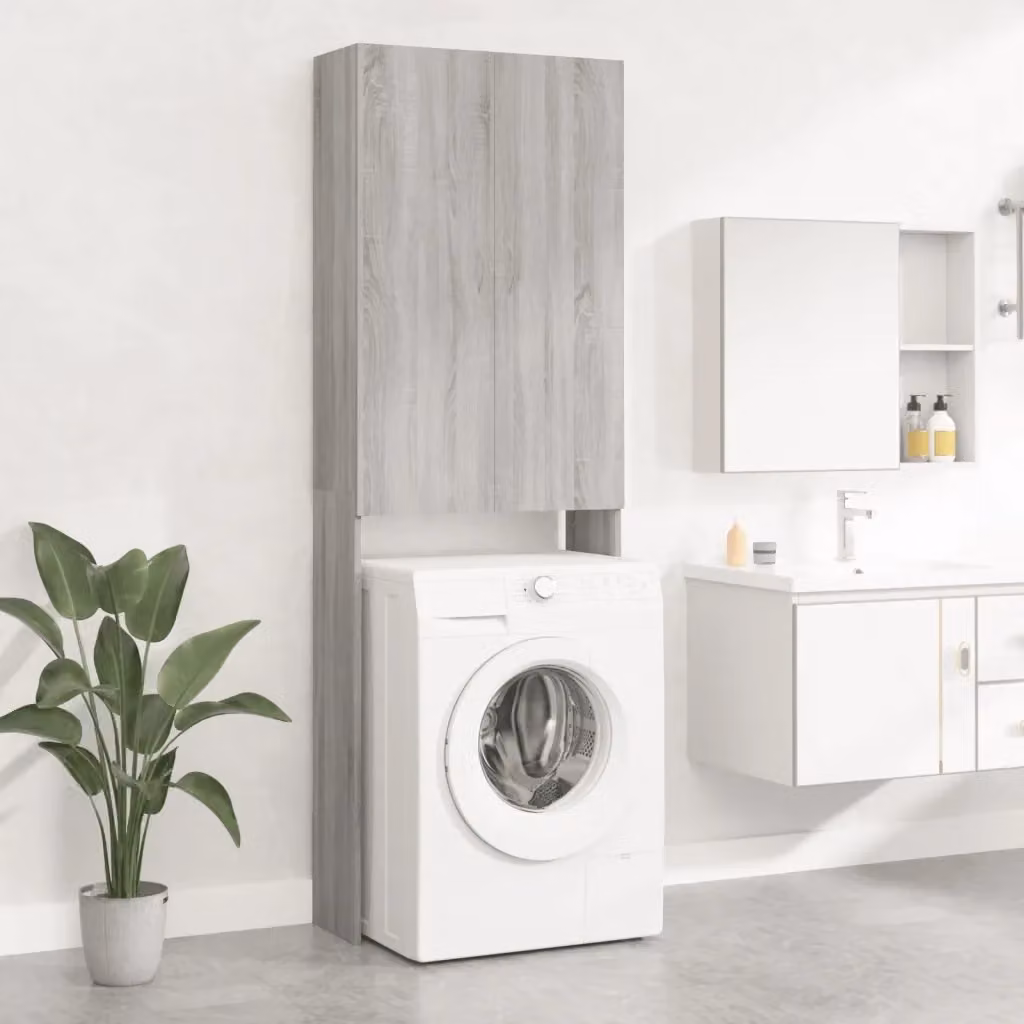 Mobile per lavatrice moderno in MDF grigio opaco L: 64 cm, P: 25,5 cm, H: 190 cm CFW1866516 – 2