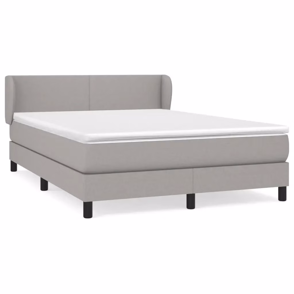 vidaXL Giroletto a Molle con Materasso Ibrido in Tessuto Grigio Chiaro e Bianco L/P/H: 190 x 140 x 88 cm – 2