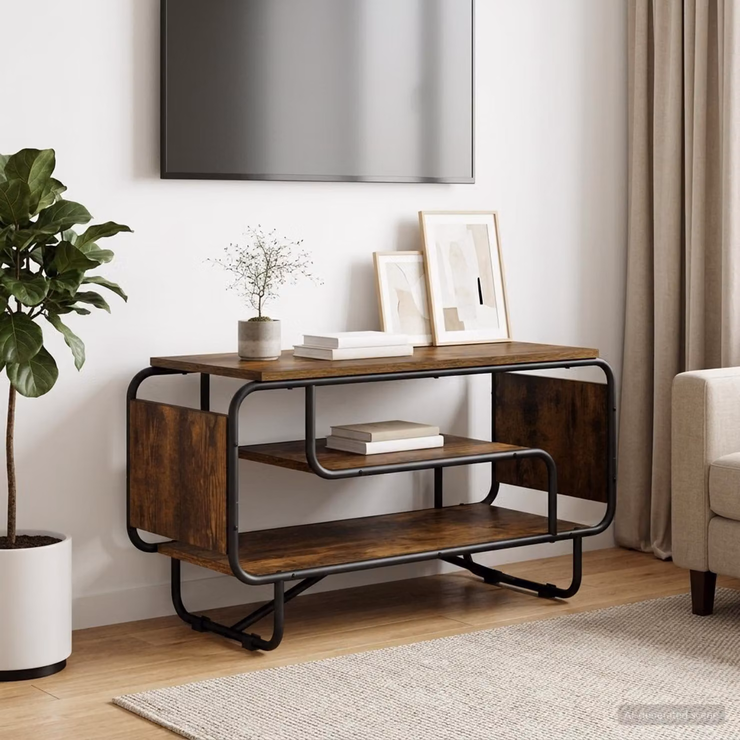 Supporto TV vidaXL in stile industriale, colore marrone, L/P/H: 80 x 36 x 45 cm