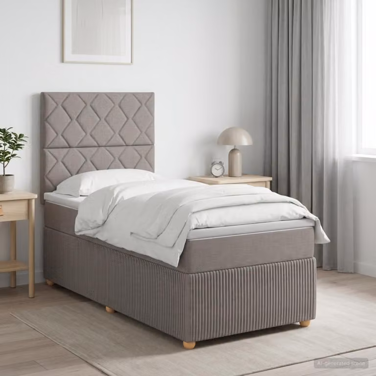 Letto box spring con materasso vidaXL in tessuto Tortora L 90 x P 190 cm
