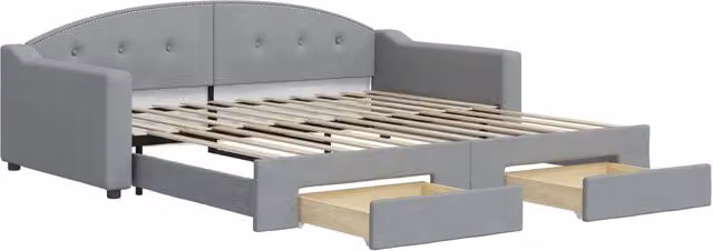 Divano letto | Sof¨¤ letto | Letto singolo Estraibile Cassetti Grigio Chiaro 100x200 Tessuto