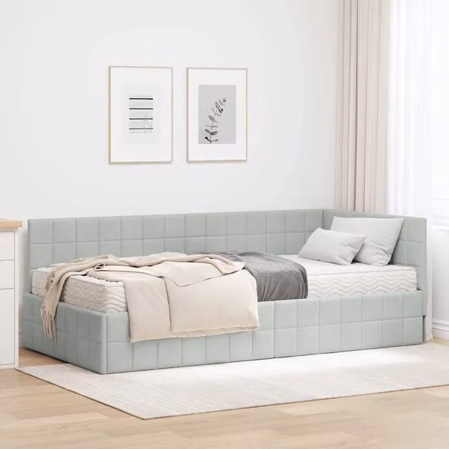 Struttura Letto Angolare con Materasso 2 pz-Giroletto con materasso Grigio chiaro 500001
