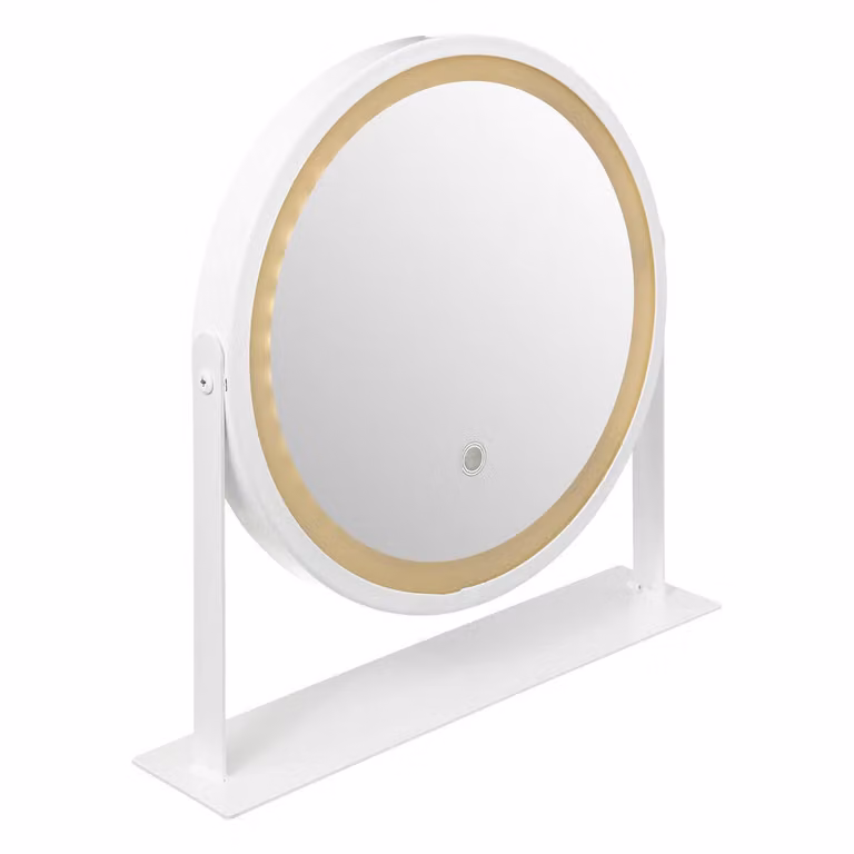 Specchio per vanità con illuminazione LED, bianco, Ø 34 cm