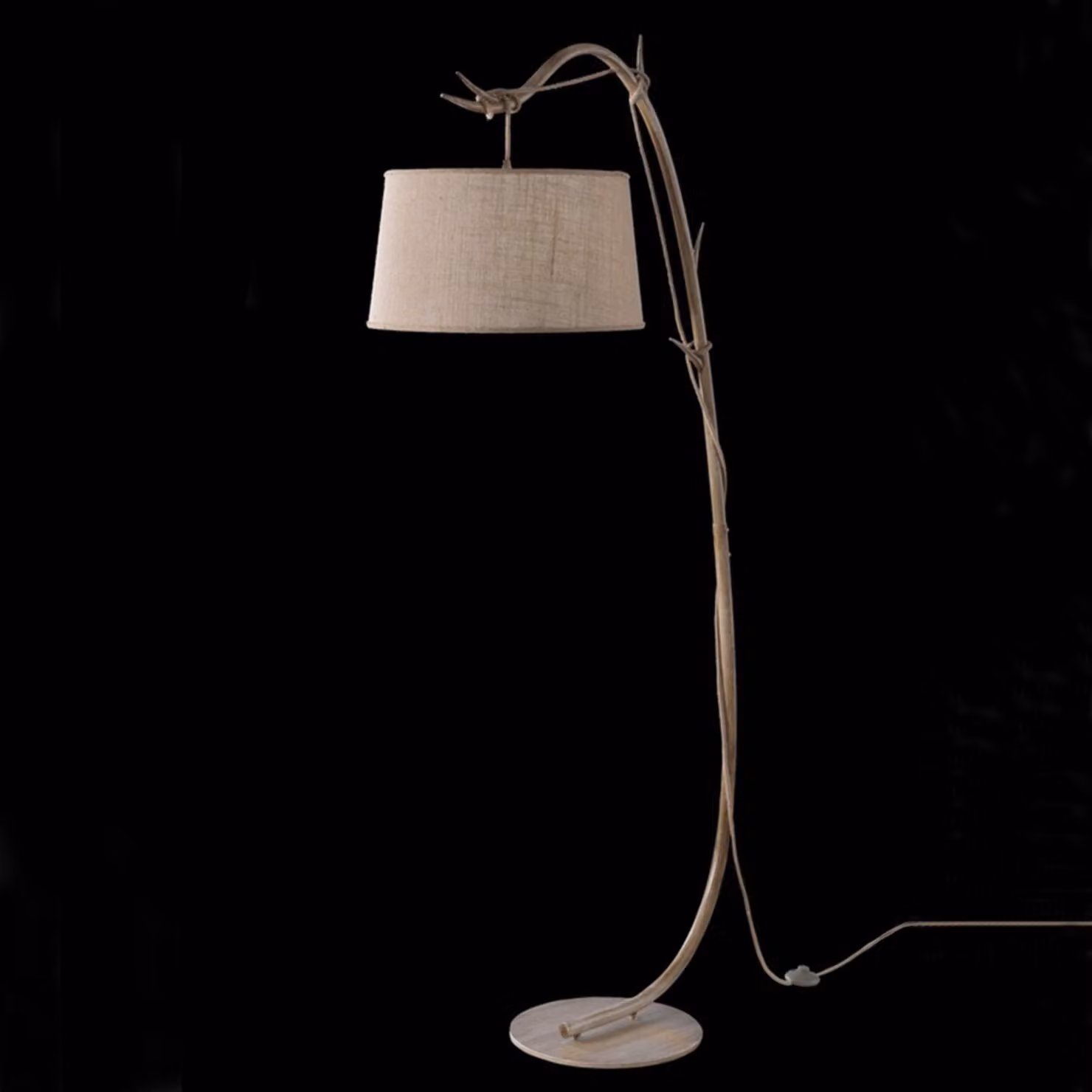 Mantra Iluminación Lampada da terra Sabina, Legno chiaro, Soggiorno / Sala da pranzo, Tessuto / Stoffa / Seta, Campagna / Rustiche, Lampada da terra