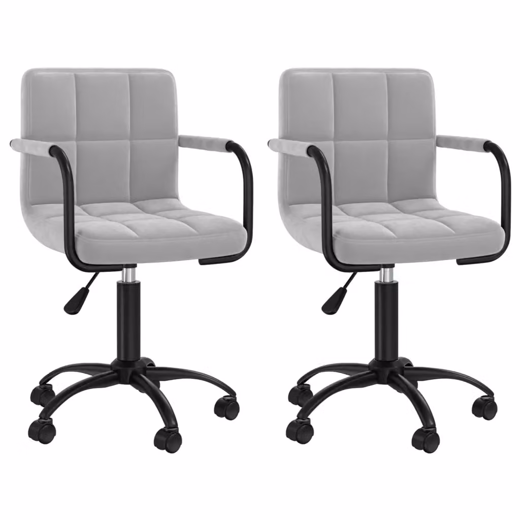 Set di 2 sedie da pranzo girevoli a 360 gradi MERCATOXL in velluto grigio con braccioli e ruote – 2