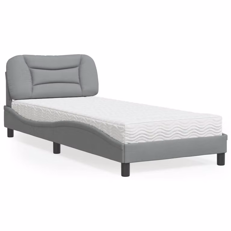 Letto con Materasso Hvar vidaXL Grigio Chiaro in Tessuto 90x200 cm