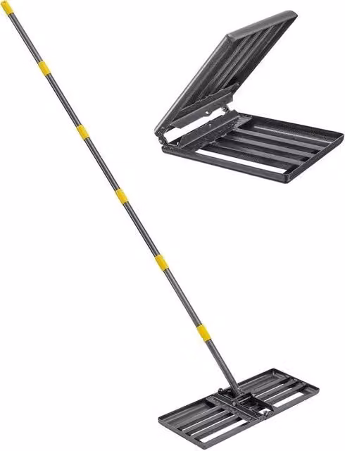 Racchetto pieghevole da 220 cm con manico - Base robusta in metallo nero per livellamento prato