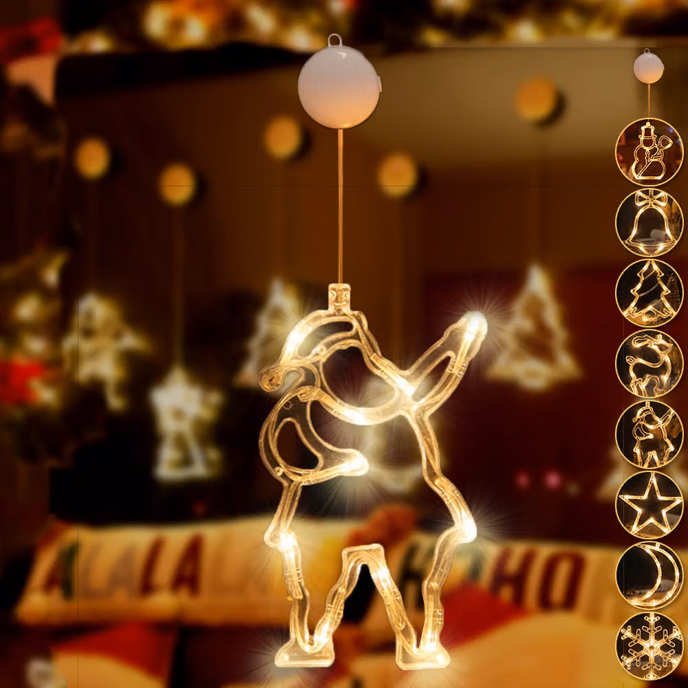 LED Babbo Natale luci, LED finestra fata luci a batteria appeso, bianco caldo decorazione di Natale per la decorazione di Natale festa balcone