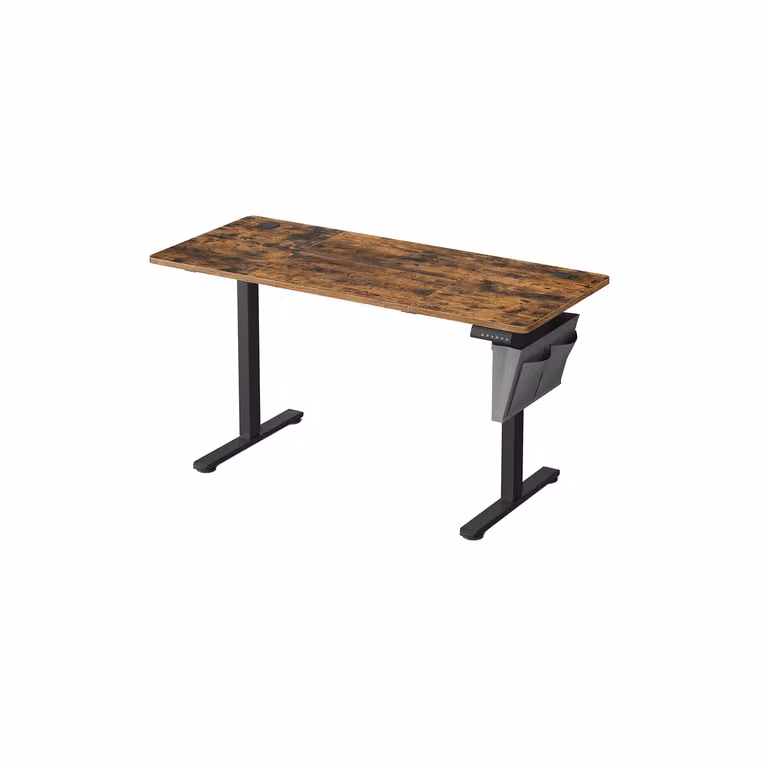 Scrivania Regolabile in Altezza Scrivania Elettrica per Lavoro in Piedi, Marrone Vintage + Nero Inchiostro / 60 x 140 x (72-120) cm (P x l x H)