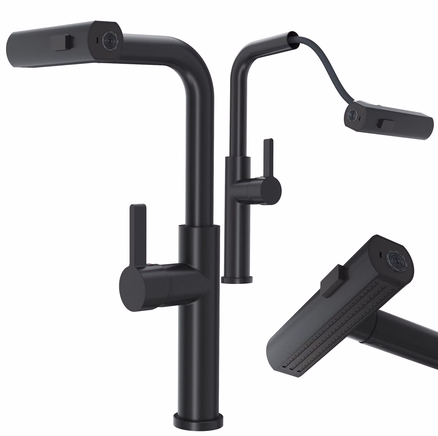 Granitan - Miscelatore cucina - Rubinetto cucina altezza 38,5 cm - Miscelatore lavello nero - GIRO