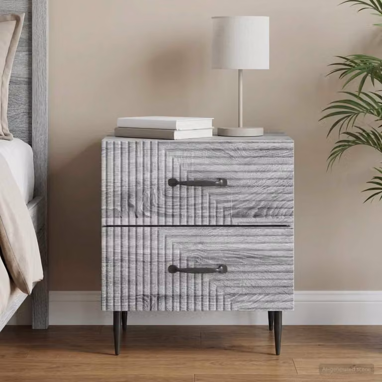 vidaXL Armadio da Notte Moderno Grigio L: 43 cm, P: 34,5 cm, H: 47,5 cm
