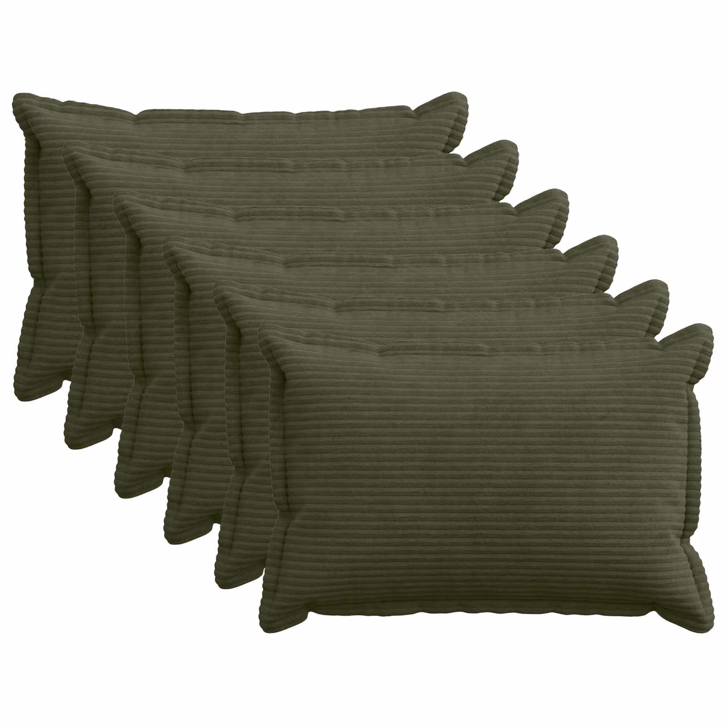 Set di 6 federe vidaXL HOUTEN in velluto a coste, colore verde, L 80 cm x P 50 cm