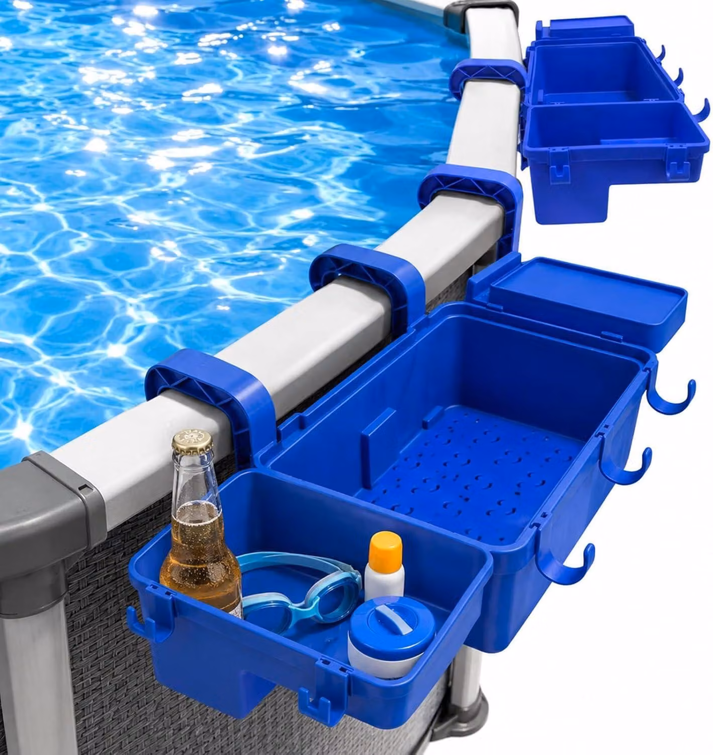 Portabicchieri per piscine a telaio, confezione da 4 pezzi, dimensioni 9x8x14 cm, ideali per tenere le bevande a bordo piscina