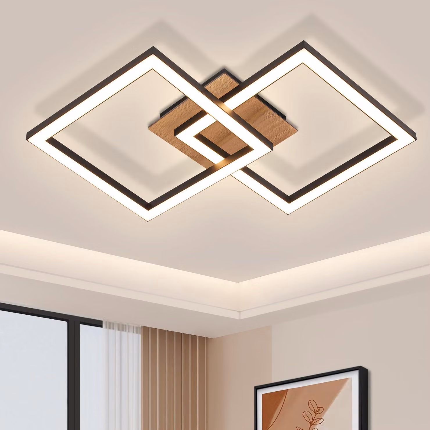 ZMH LED plafoniera legno 3000K bianco caldo design moderno 24W piccola lampada angolare da corridoio lampada da soggiorno per cucina camera da letto sala da pranzo