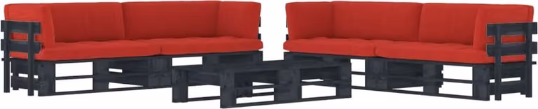 Maison Exclusive - Set da salotto da 6 pezzi in legno di pino impregnato, colore nero