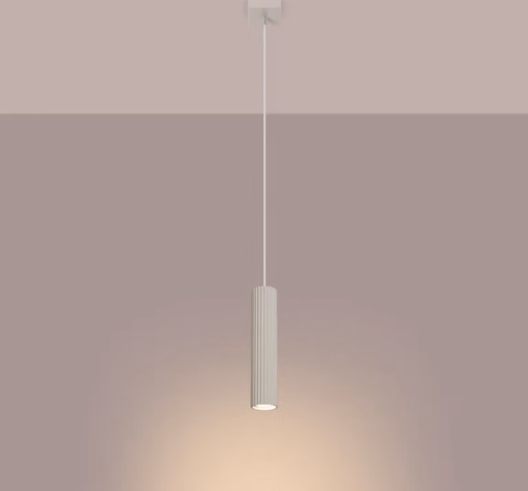 Lampada a sospensione Alluminio 8 cm di larghezza H: max. 118 cm Crema GU10 Moderno