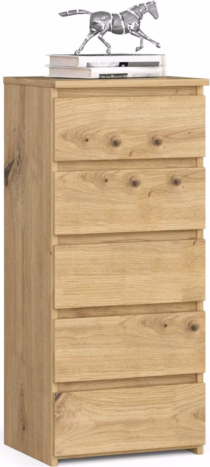 Comò CL5 40 cm Rovere Artisan con 5 Cassetti - Elegante Tavolino da Notte per Pratica Conservazione