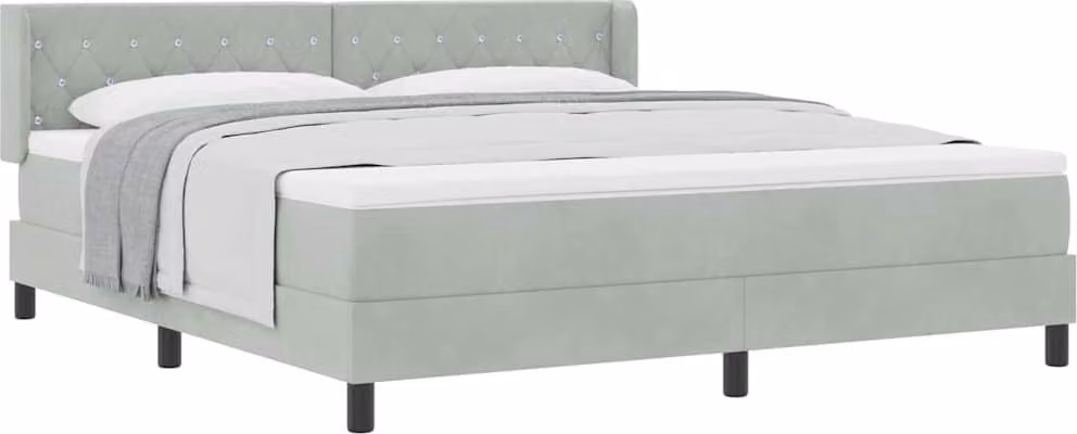 Letto a molle con materasso nero 100x200 cm Velvet grigio chiaro