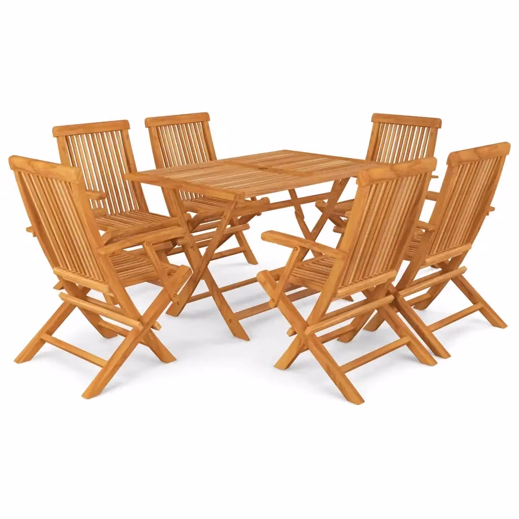 Set da pranzo da giardino vidaXL in legno massello di teak marrone, 7 pezzi – 2