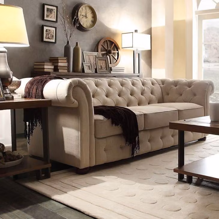 Chesterfield Design Luxus Polster Sofa Couch Sitz Garnitur Leder #286