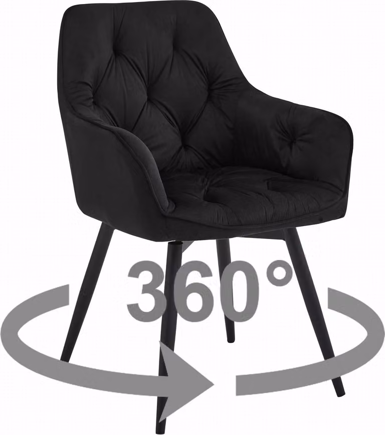 Sedia JORK360 - velluto nero / gambe nere x 1