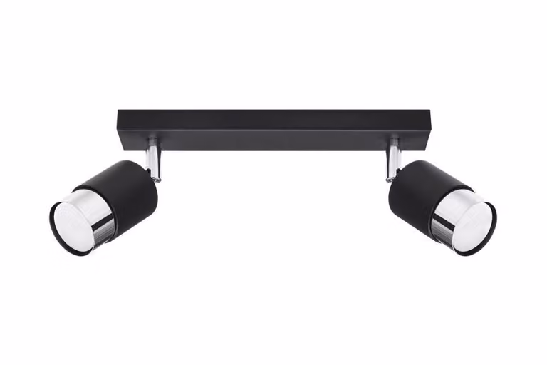 Lampada da soffitto NERO 2 nero/cromo 2xGU10 10W acciaio 18x5x30cm Sollux Lighting