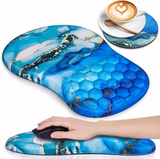Tappetino per mouse ergonomico con supporto memory foam, imbottitura massaggiante e set di supporto per lavorare in tutta comodità