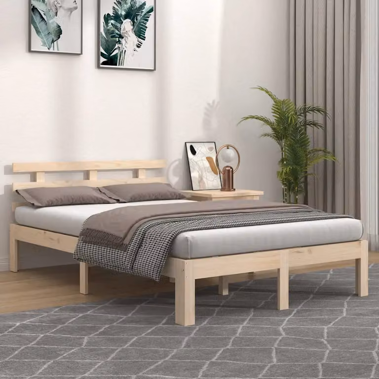 vidaXL Giroletto in legno massello di pino color ambra con doghe fisse L/P/H: 120 x 200 cm