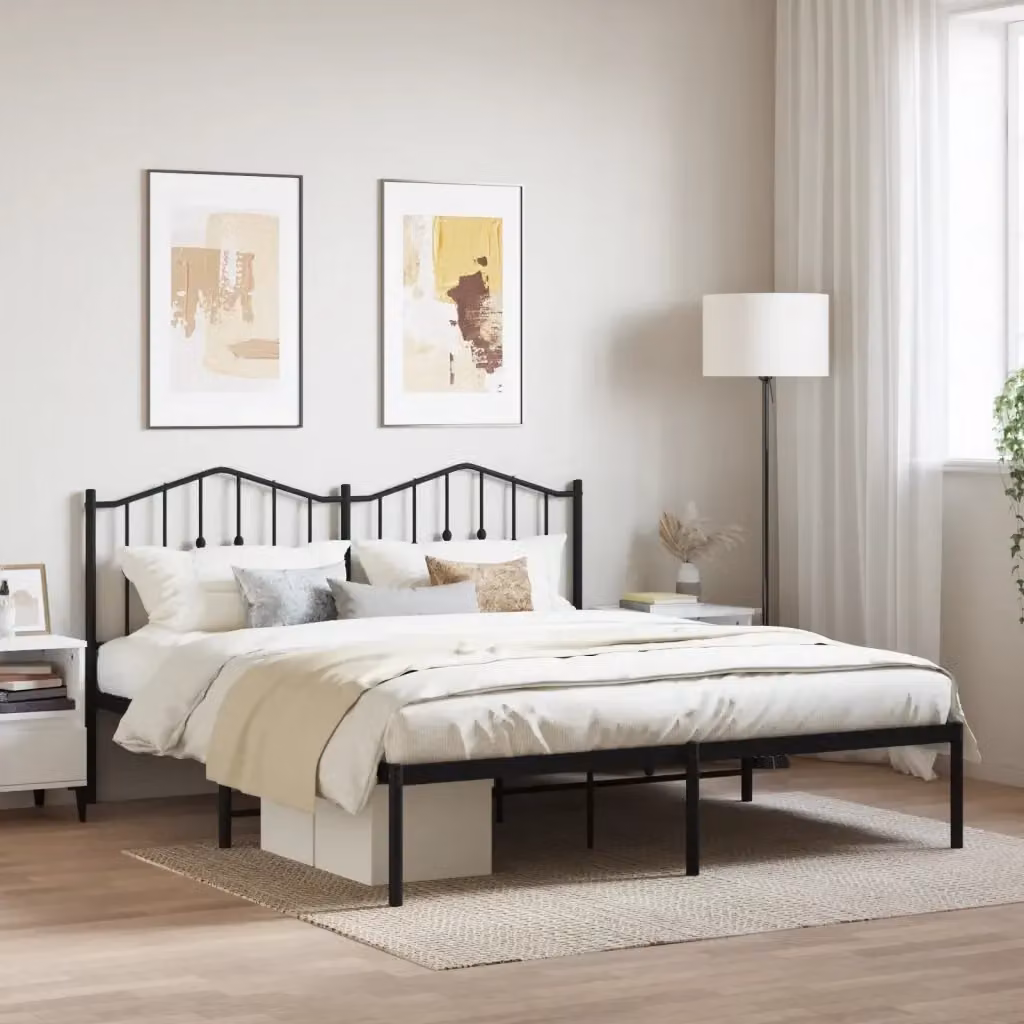 Letto matrimoniale con testiera in metallo nero opaco DESIGN IN 160x200 cm – 2