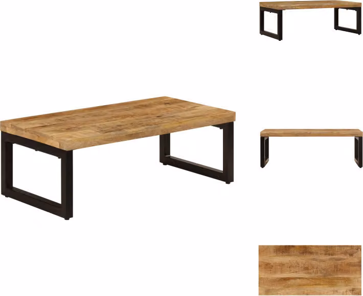vidaXL Tavolino 100x50x35 cm in legno massiccio di mango e acciaio - Tavolini da caffè