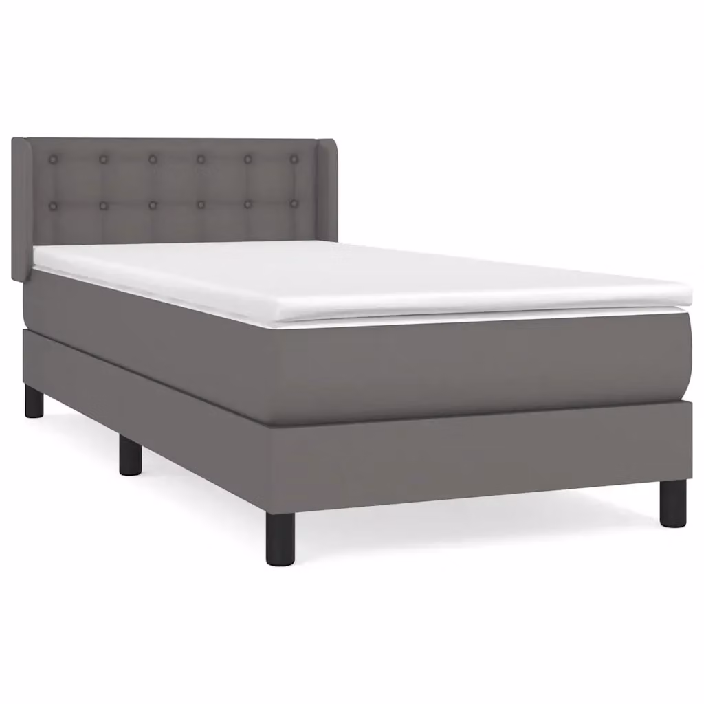 vidaXL Giroletto a Molle con Materasso in Similpelle Grigio e Bianco, L/P/H: 80 x 200 cm – 2