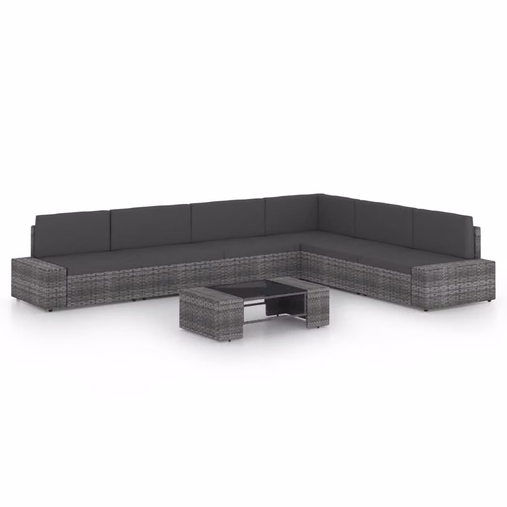 Maison Exclusive - Set da giardino 7 pezzi con cuscini in polyrattan grigio
