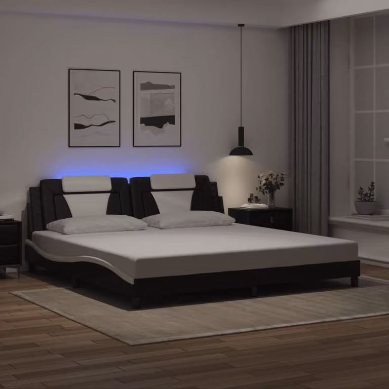 Giroletto Viana vidaXL con LED e porta USB, Nero e Bianco, 200x200 cm