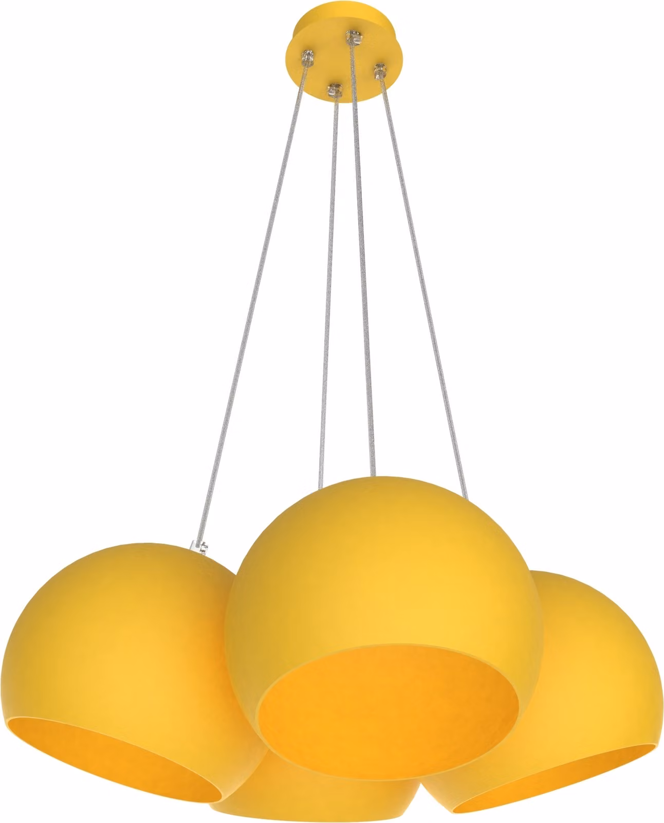 Lampada a sospensione JOE, 4XE27, max. 42 W, metallo, giallo, D25 cm