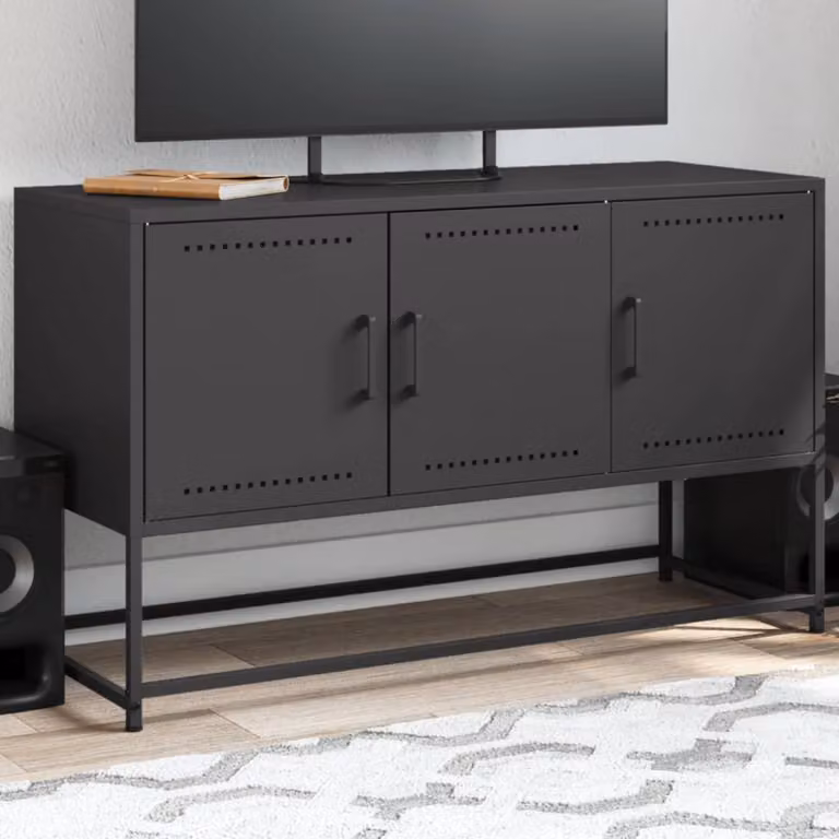 Mobile TV vidaXL in metallo nero con stile industriale L: 100,5 cm, P: 39 cm, H: 60,5 cm