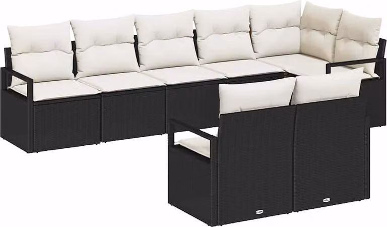 Set di divani 8 pcs Nero polyrattan