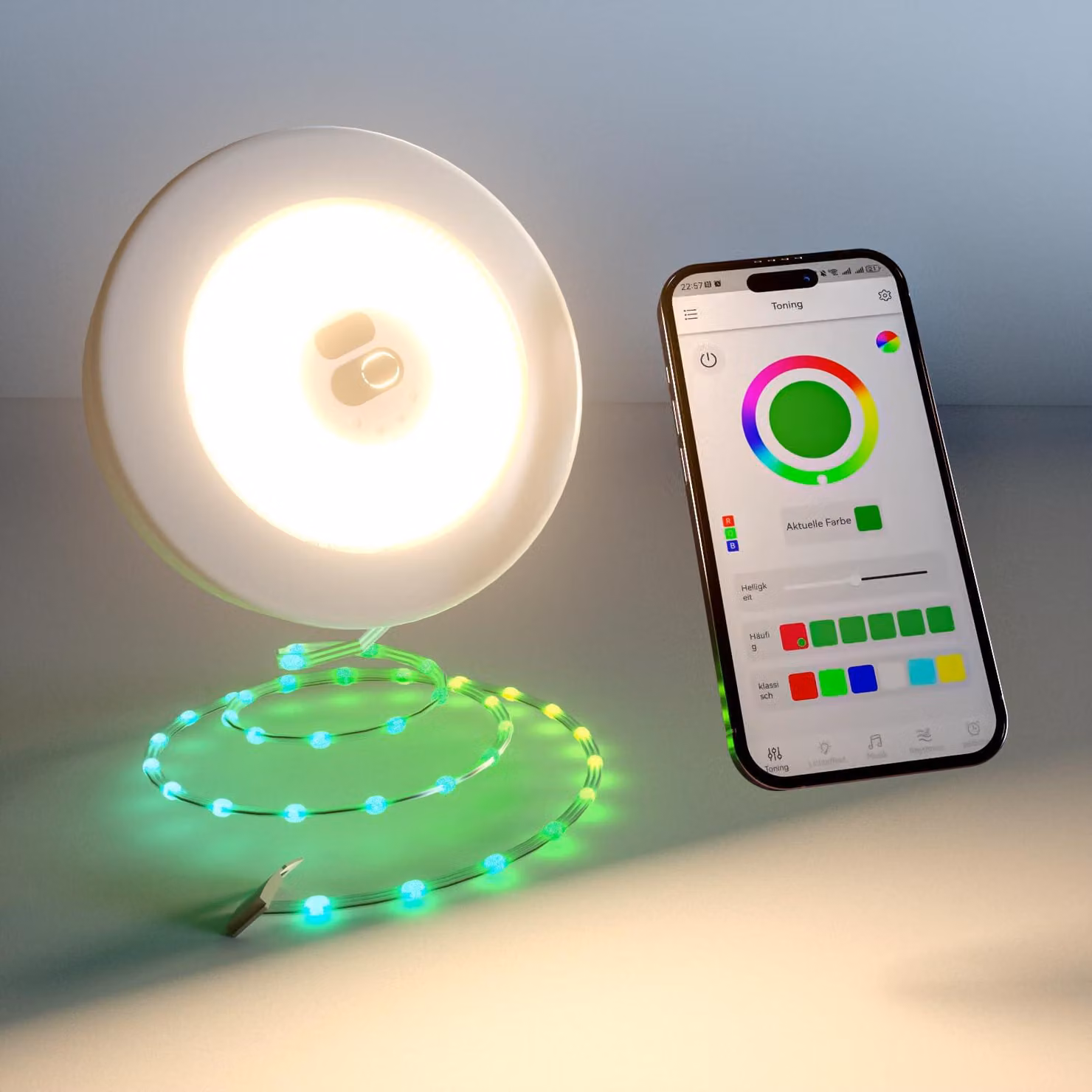 Catena luminosa per campeggio, 6 metri, grado di protezione IP67/IPX4, controllo tramite app, connettore USB-C, autonomia di 7,5 ore