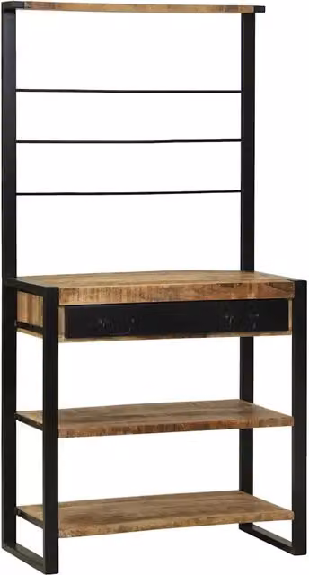 Scaffale da cucina rustico vidaXL in legno di mango e metallo, Marrone e Nero, L: 80 cm, P: 40 cm, H: 160 cm – 1