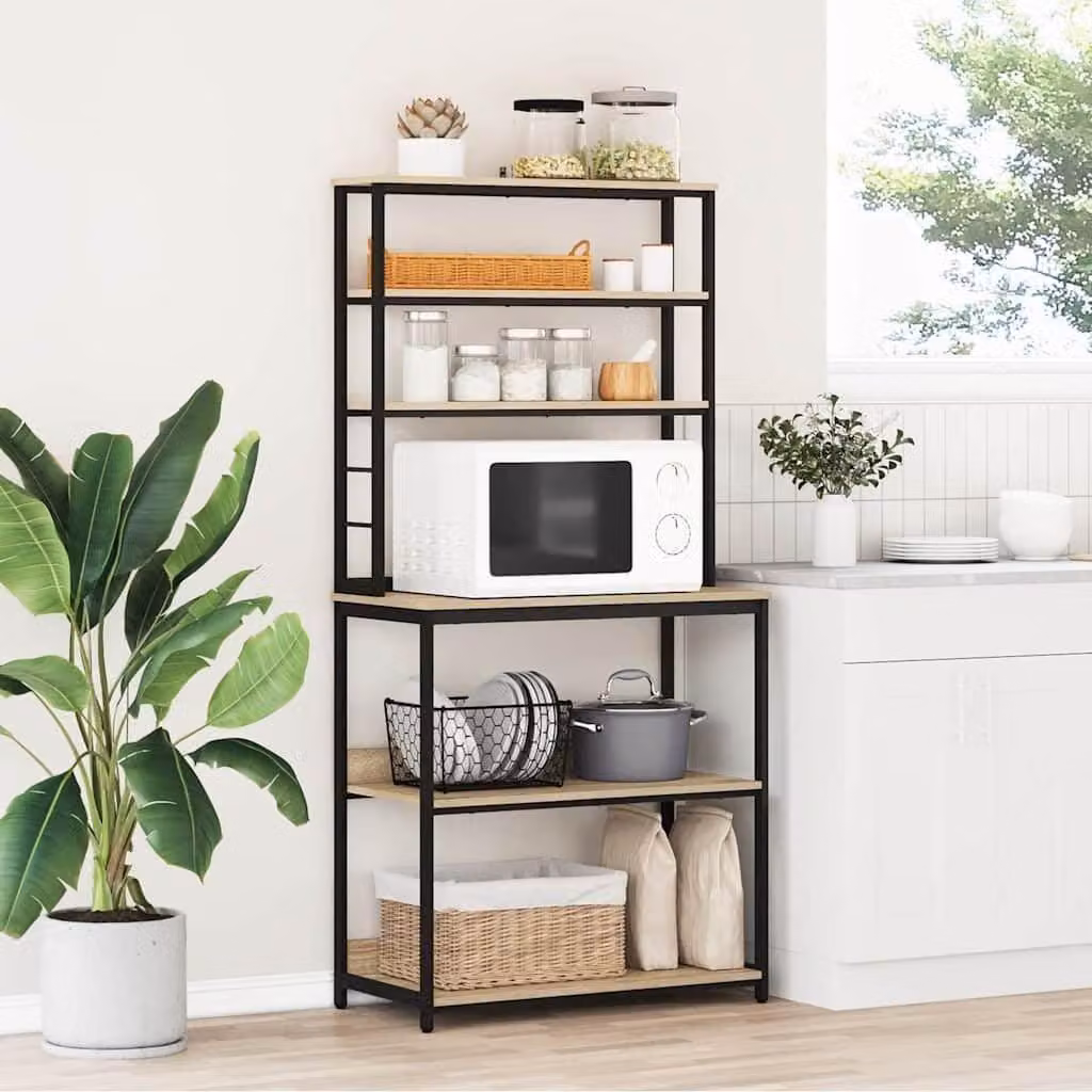 Ripiano industriale per cucina con 5 scaffali
