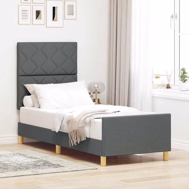 Struttura del letto Grigio scuro 80 x 200 cm Tessuto 3344761
