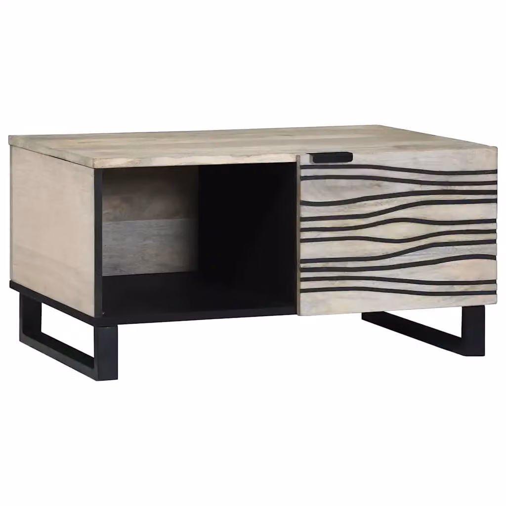Tavolino da salotto moderno vidaXL in legno e metallo bianco L/P/H: 80 x 50 x 40 cm