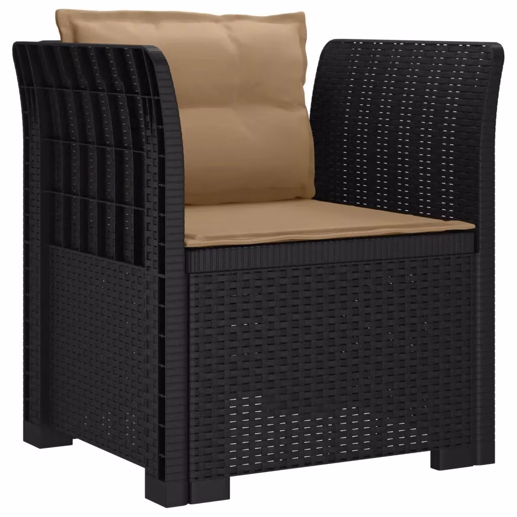 Poltrona da giardino a 1 posto con cuscini in effetto rattan color antracite per esterno – 2