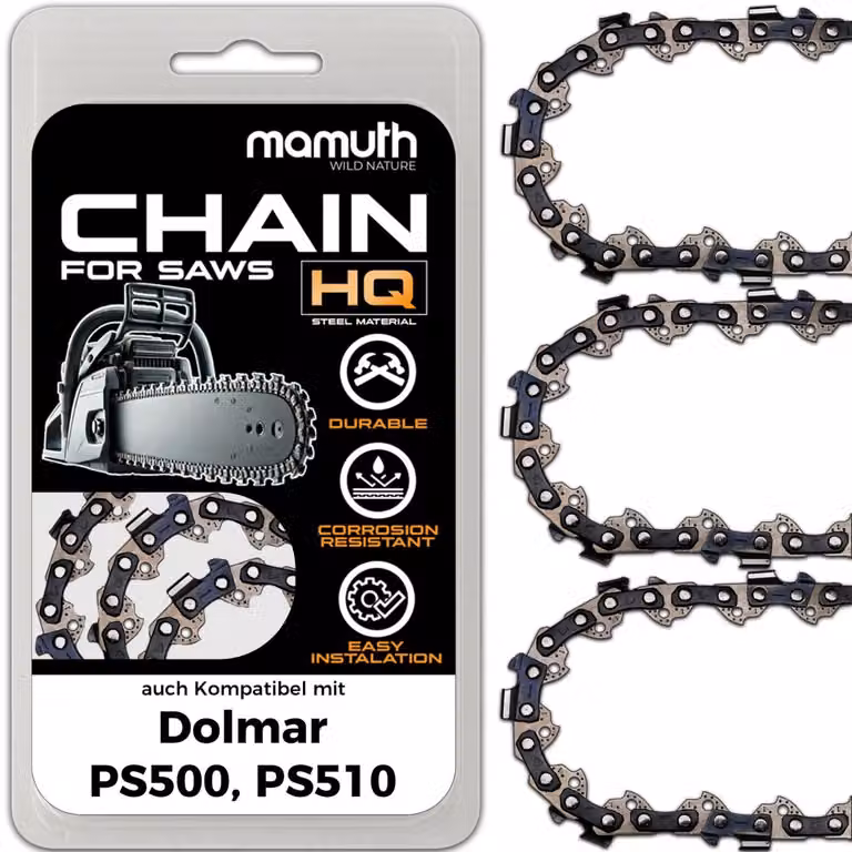 3 catene per motosega, lunghezza 38 cm, passo 1,5 mm, larghezza 0,325", 64 denti, compatibili con i modelli Dolmar PS500 e PS510